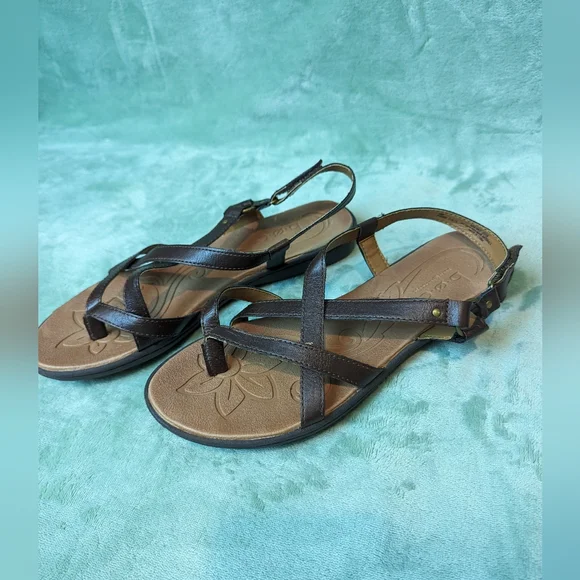 BOC Women's Flower Sole Leather Strappy Sandals 10 - Picture 4 of 6